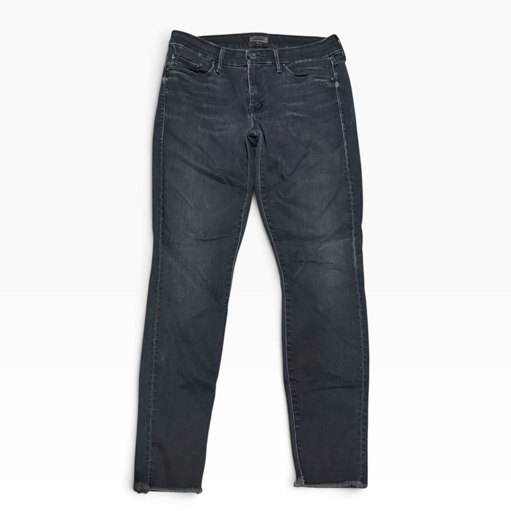Mother Looker Ankle Fray Slightly Sinful Skinny Jeans 28 Dark Wash Low Rise